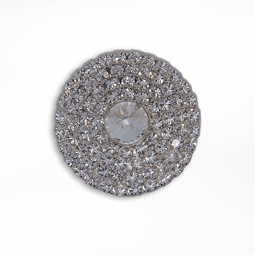sewing button, Silver Clustered Clear Rhinestone Button (Made in Italy)