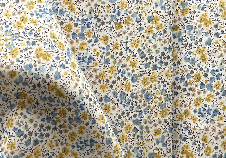 Phoebe Goldenrod & Sky Blue Liberty of London Tana Cotton Lawn (Made in Italy)