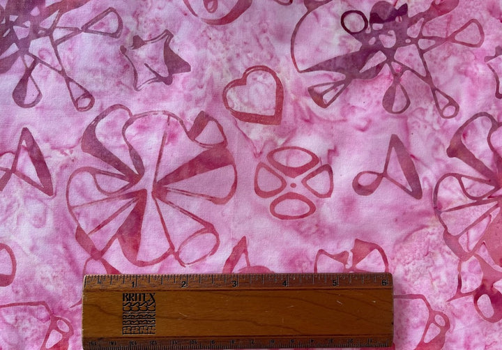 Peppermint Pink Hearts & Flowers Cotton Batik (Made in Indonesia)