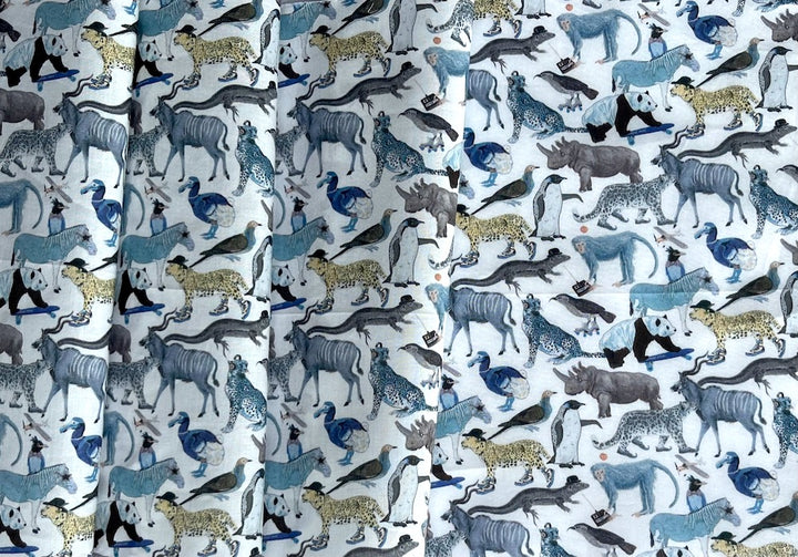 Queue For The Zoo Blue-Grey Mood Liberty of London Tana Cotton Lawn (Made in Italy)
