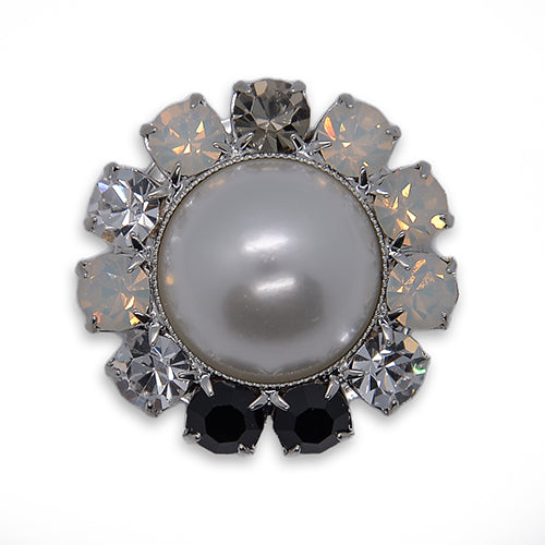 Domed Pearly Opalized Rhinestone Button (Made in Italy)