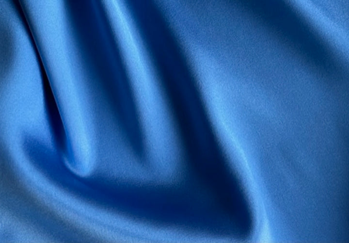 Elegant Azure Stretch Silk Satin Charmeuse (Made in Italy)