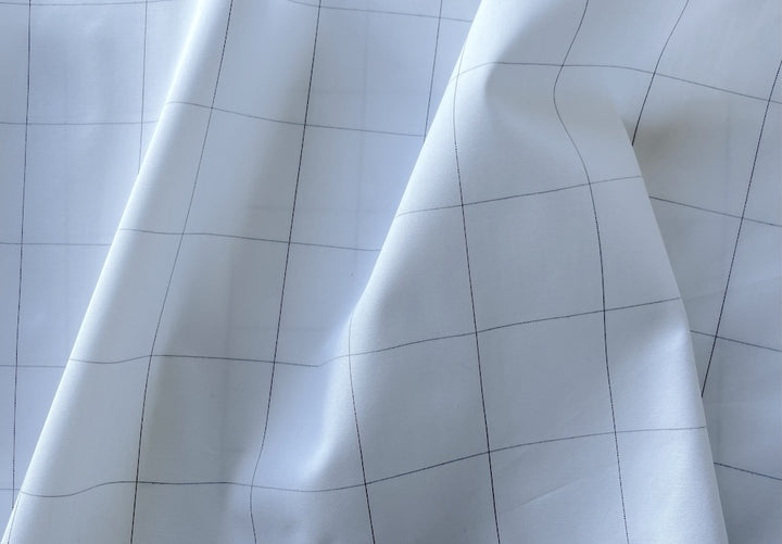 Black & White Windowpane Check Cotton Poplin Shirting (Made in Japan)