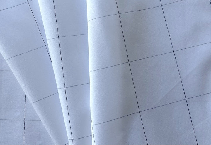 Black & White Windowpane Check Cotton Poplin Shirting (Made in Japan)