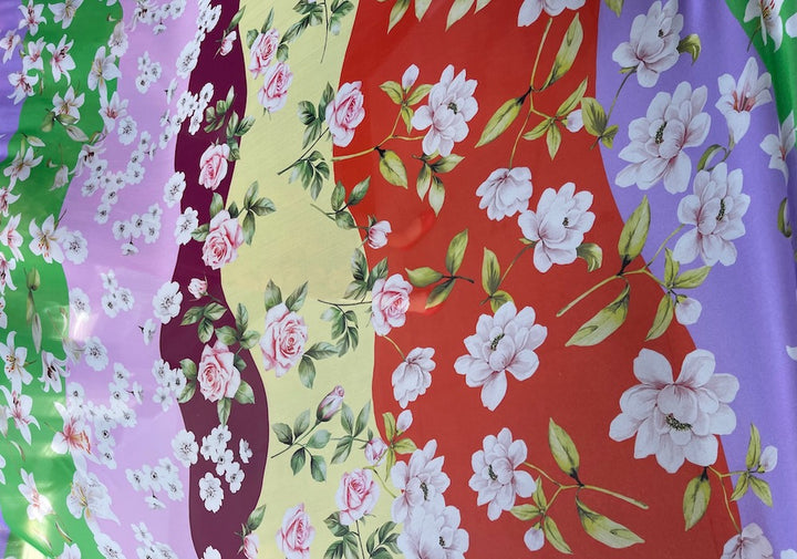 58" Panel - Gorgeous Tumbling Summer Fleurs Silk Chiffon (Made in Italy)