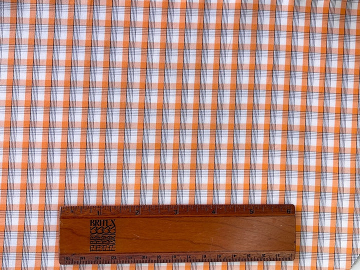 High-End Tangerine Plaid 2-Ply Cotton Shirting (Made in Italy)