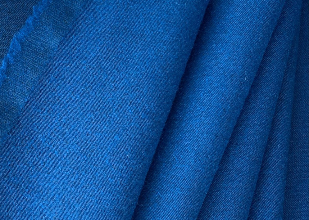 Mid-Weight Jeweled Royal Blue Wool Blend Twill (Made in Italy)