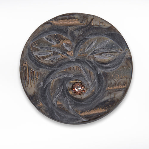 1 1/2" Engraved Caramel Rhinestone Button (Made in Italy)
