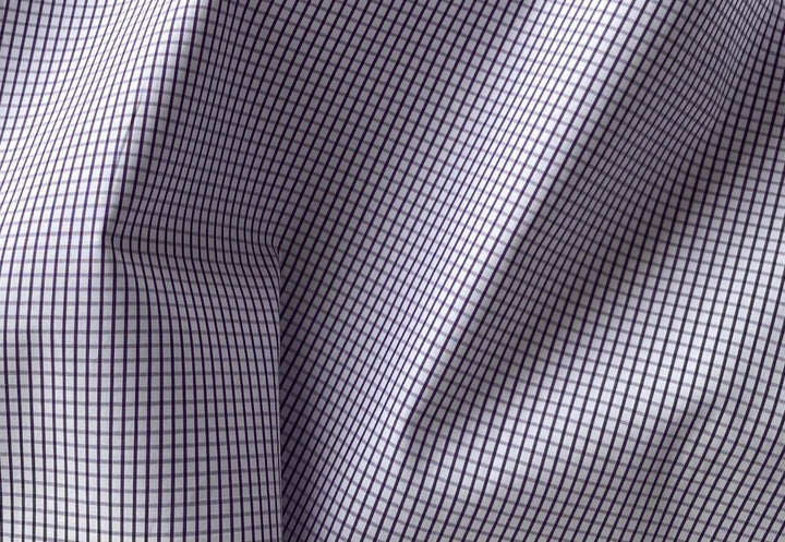 Suave Italian Plum Microcheck 2-ply Pima Cotton Shirting (Made in Italy)