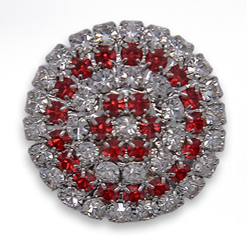 7/8" Red Target Rhinestone Button (Made in Italy)