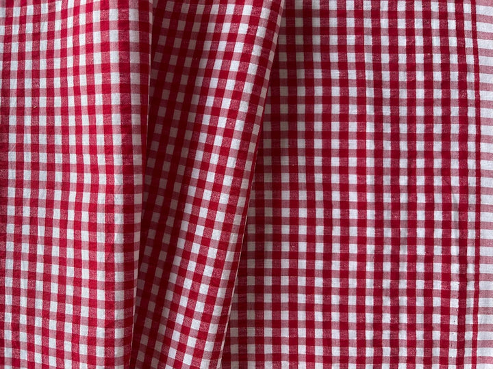 Charming Cherry & White Cotton Gingham Seersucker (Made in Italy)