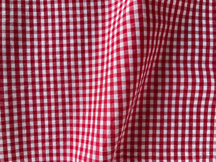 Charming Cherry & White Cotton Gingham Seersucker (Made in Italy)