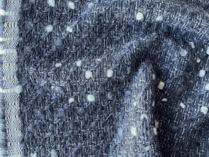 Sophisticated Whale Grey & Cloud White Wool Blend Bouclé (Made in Italy)