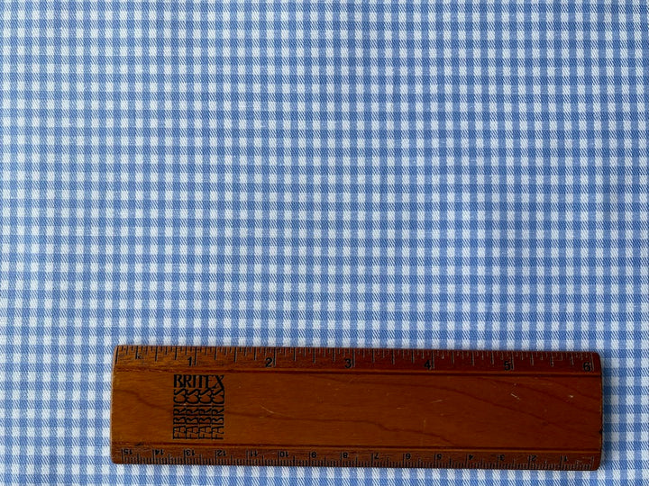Classic Summery Sky Blue & White Cotton Woven Gingham (Made in Italy)