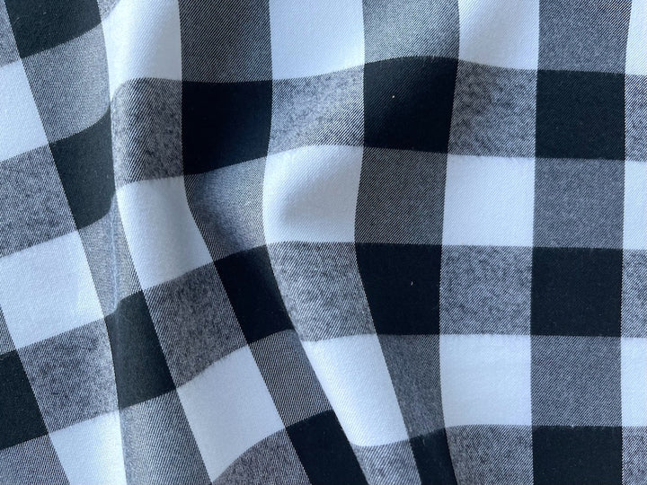 Lightly Brushed 1" Black & White Cotton Gingham Shirting (Made in Italy)