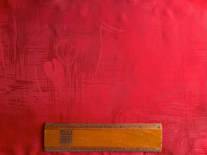 Lipstick Red Cross-Hatch Floral Rayon Bemberg Jacquard Lining (Made in Italy)