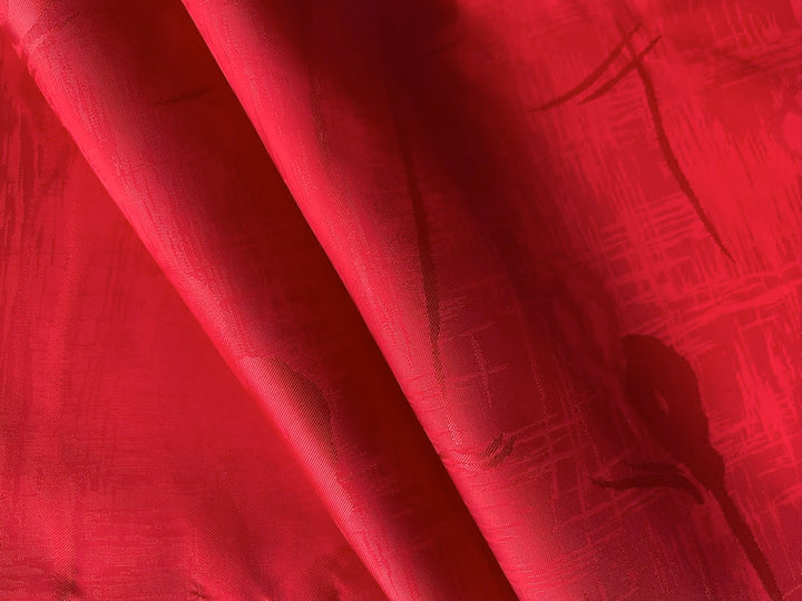 Lipstick Red Cross-Hatch Floral Rayon Bemberg Jacquard Lining (Made in Italy)