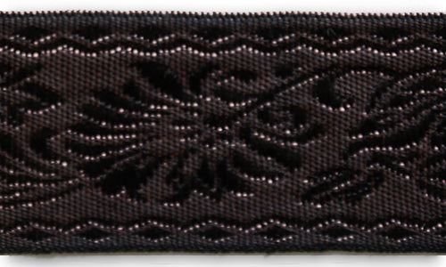 1 1/2" Floral Pink & Black Brocade Ribbon (Made in Austria)