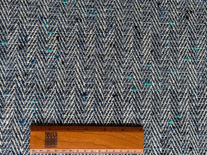 Amusingly Moderne Navy & Natural Cotton Blend Herringbone (Made in Italy)