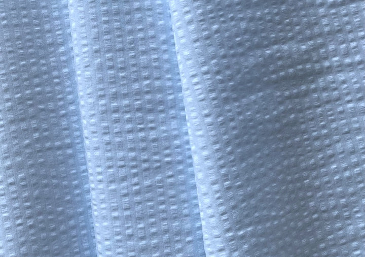 Pale Blanched Baby Blue Cotton Seersucker Shirting (Made in Italy)