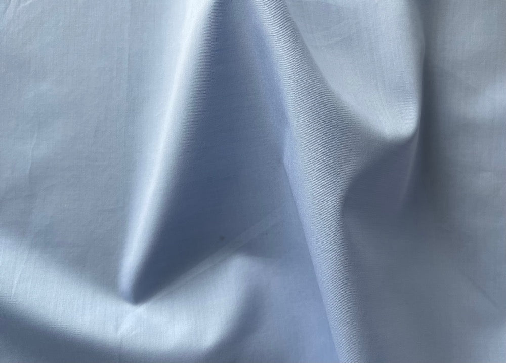 Pale Blizzard Blue 2-Ply Cotton Sateen Micro-Twill Shirting (Made in Italy)