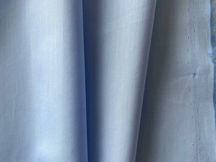 Pale Blizzard Blue 2-Ply Cotton Sateen Micro-Twill Shirting (Made in Italy)