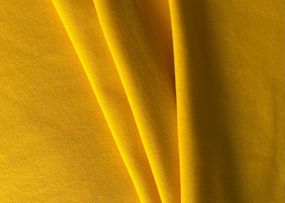 Ribbed Saturated Marigold Yellow Cotton Knit