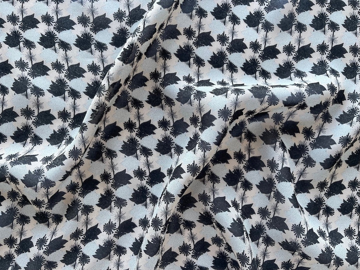 Semi-Sheer 1930s-Inspired Floral Blue Mist & Primrose Pink Rayon Georgette (Made in Italy)