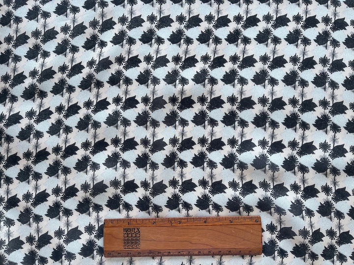 Semi-Sheer 1930s-Inspired Floral Blue Mist & Primrose Pink Rayon Georgette (Made in Italy)