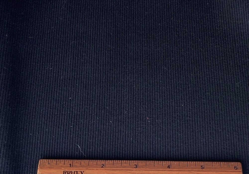 Narrowly Ribbed Soft Black Cotton Knit (Made in Italy)