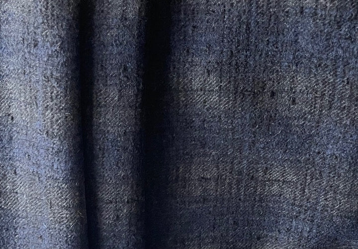 Couture Semi-Sheer Somber Shadow Grey & Medieval Navy Wool Bouclé (Made in Italy)