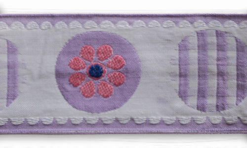 2" Lavender Gingham & Scallops Woven Cotton Ribbon