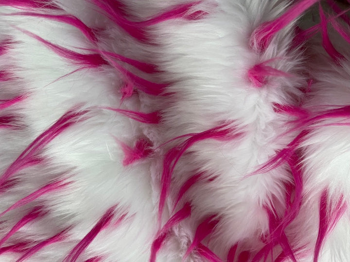 Hot Pink Saucy Spiked White Polyester Fun Fur