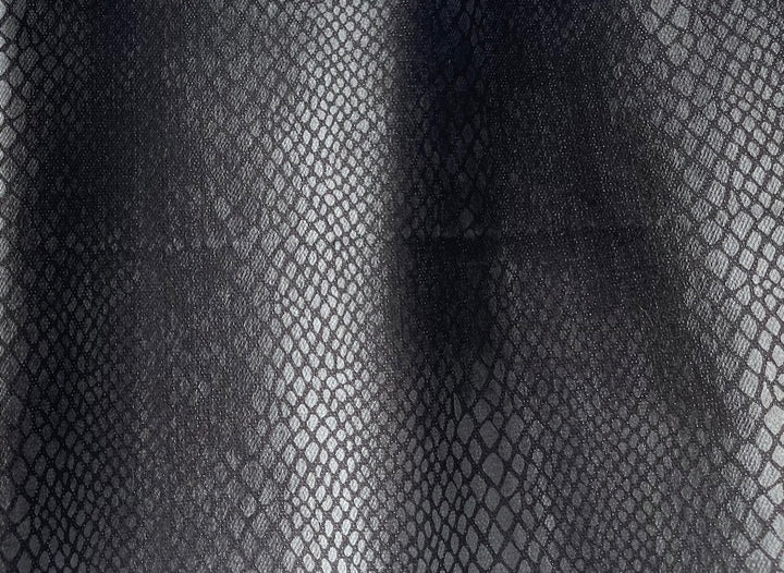Black-on-Black Dense Foiled Snake Stretch Cotton Blend Denim