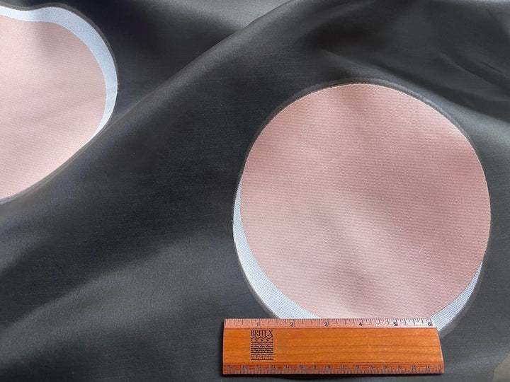 Couture Sheer Shadowbox Pink Lemonade 8" Circles on Jet Black Silk Organza  (Made in Italy)