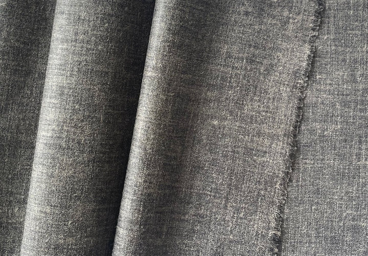 Luxury Couture Unusual Sand & Soft Black Quartz Linen Blend Tweed (Made in Italy)