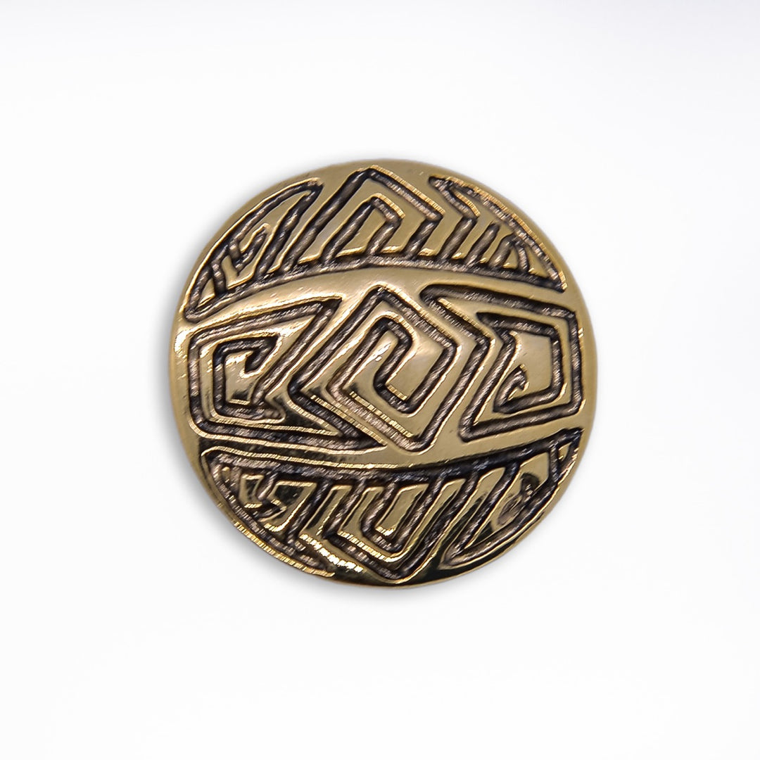 Embossed Geometric Gold Metal Button (Made in Switzerland)