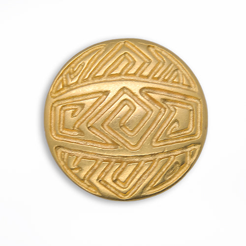 Embossed Geometric Bright Gold Metal Button (Made in Germany)