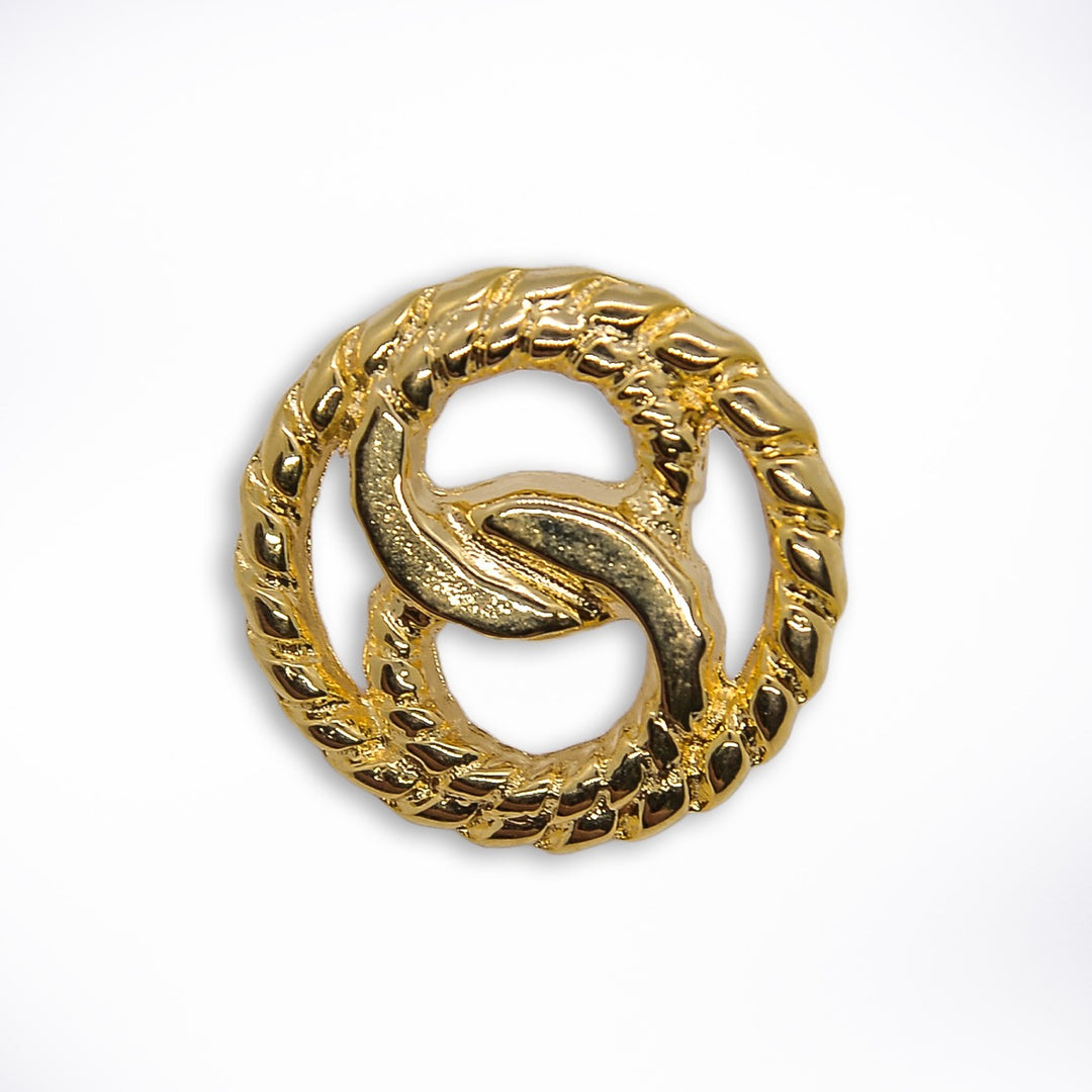 1" Interlocking Braid Gold Metal Button (Made in Spain)