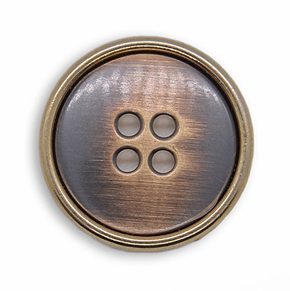sewing button, 4-Hole Brushed Antique Gold Metal Button (Made in