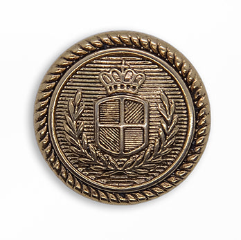 Shield & Crown Antique Gold Metal Button (Made in Germany)