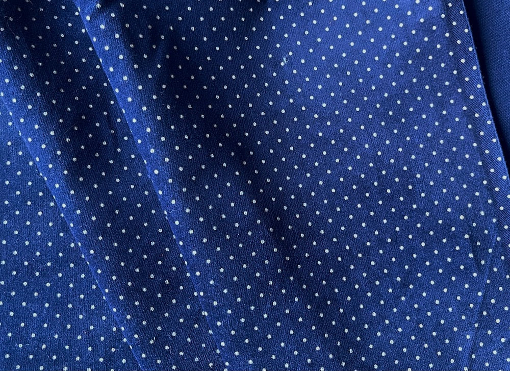 Plush Wee Polka Dots Navy Cotton Velveteen (Made in Japan)
