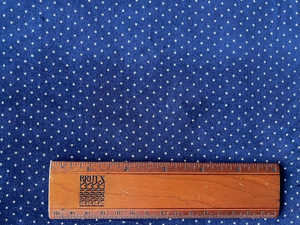 Plush Wee Polka Dots Navy Cotton Velveteen (Made in Japan)