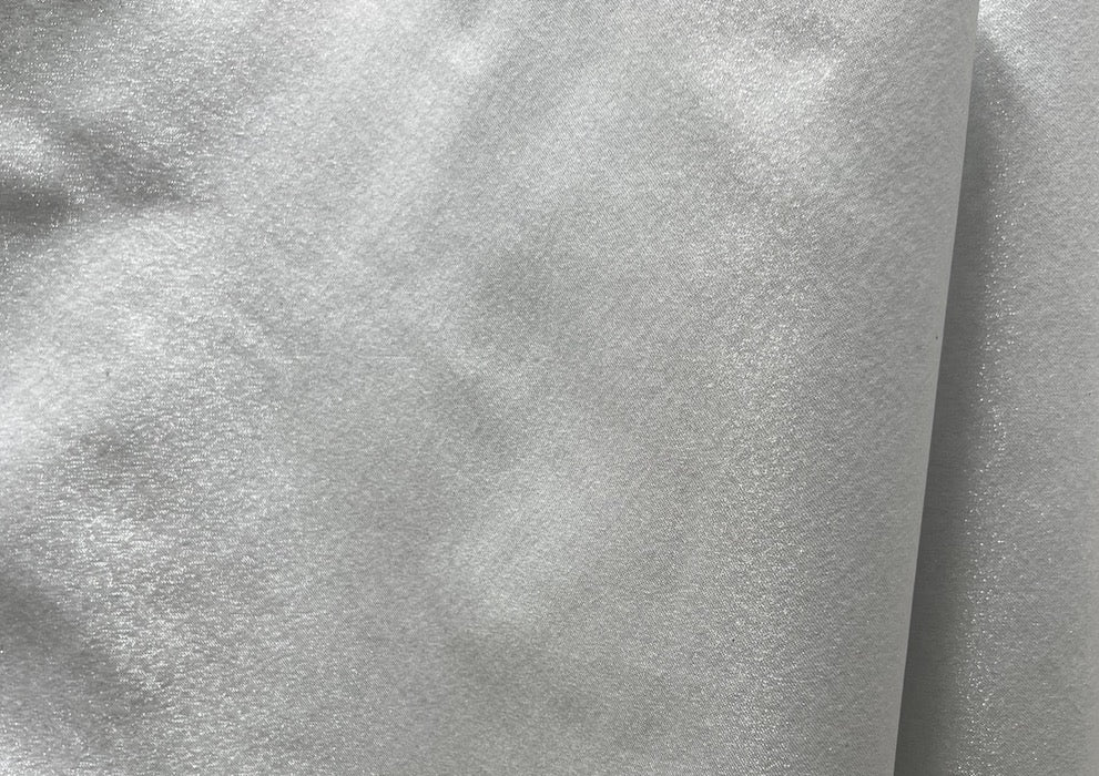 Metallic Silvery Cloud White Polyester Brocade (Made in Italy)