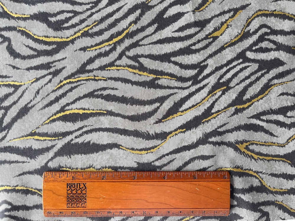 Futuristic Gold Metallic & Pewter Tiger Print Quilting Cotton (Made in Japan)
