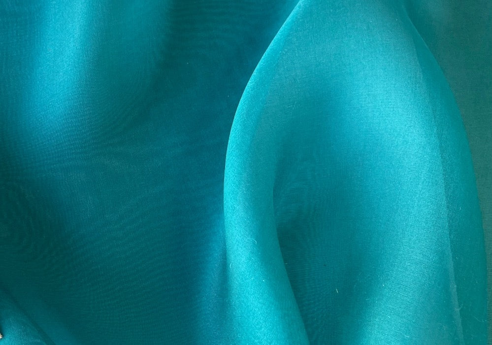 Sheer Turquoise Lagoon Silk Organza (Made in Italy)