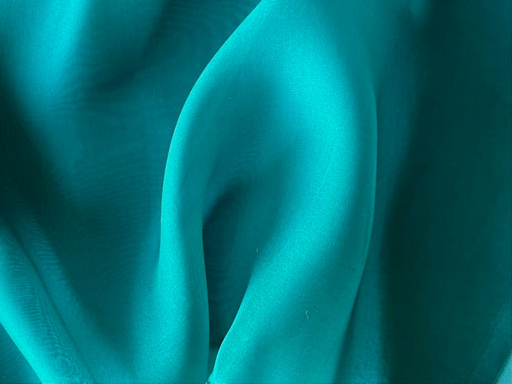 Sheer Turquoise Lagoon Silk Organza (Made in Italy)