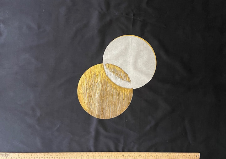 45" Panel - Golden Eclipse Charcoal Stretch Cotton Sateen