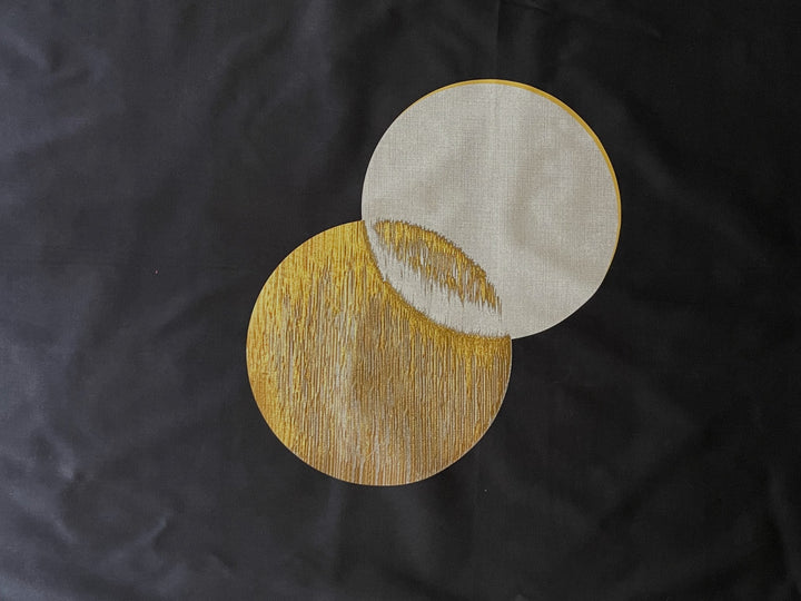 45" Panel - Golden Eclipse Charcoal Stretch Cotton Sateen