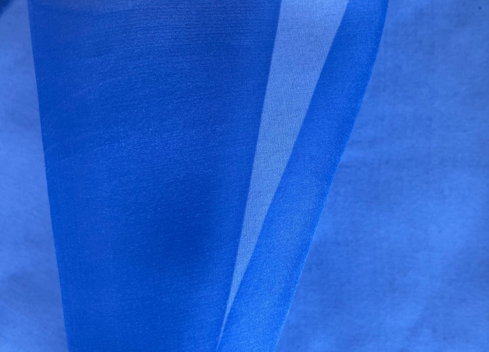 Sheer Bold Royal Blue Crisp Silk Organza (Made in Italy)